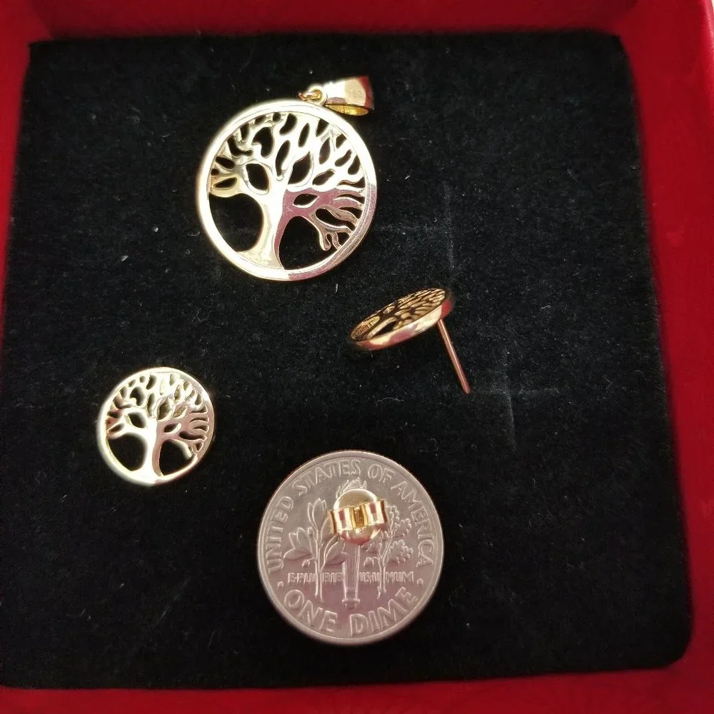 Set of earring, pendant with chain - Picture 5 of 9